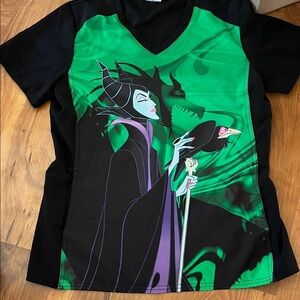 Disney Maleficent women’s scrub top - Black, Green, and Purple